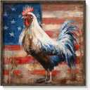 Rustic Rooster Wall Art, Farm Cock Chicken Picture for Kitchen Room,20x20