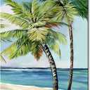 Palm Tree Wall Art Tropical Painting Pictures Print On Canvas, Beach Framed Canvas Wall Art for Home Decoration Living Room Bedroom Modern Artwork