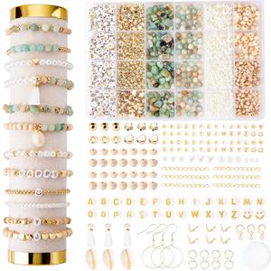 Xylise Jewelry Making Supplies Kit Natural Stone Beads for Irregular Natural Stone with for DIY Craft Bracelet Necklace Earrings for Adults (Amazonian)