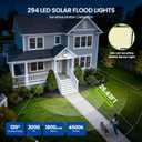 Solar Flood Lights Outdoor, 294 LED Motion Sensor Outdoor Lights, IP67 Waterproof Solar Flood Light for Outside, 3000LM Angle Adjustable Security Spot Lights for Porch Patio Yard Garage, 2 Pack 7500K (Cool White)