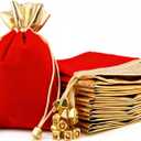 KIPETTO Velvet Drawstring Bags for Valentines Day 25Pcs Velvet Drawstring Gift Bags Jewelry Pouches for Wedding Valentine Birthday Party Favors, 4.7"x 6.3", Red