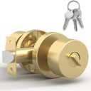 Mega Handles Buena Entry Door Knobs - 1 Pack Reversible Gold Door Knob, Heavy Duty Keyed Entry Door Knob with Lock for Entrance & Bedroom, Fits All Standard Door Sizes - Satin Brass