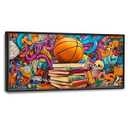 Banksy Basketball Book Large Wall Art for Living Room Abstract Graffiti Sports Framed Canvas Decor Street Prints Painting Pictures Extra Large Artwork for Gym Bedroom Home Office Classroom 30"x60"