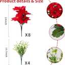 14'' Poinsettias Artificial Christmas Flowers for Outdoors,12 Bundles Mixed Fake Red Silk Flowers Faux Plastic Plants UV Resistant for Home Garden Porch Patio Outdoor Indoor Decor