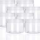 12oz Clear Plastic Storage Jars Containers,8 Pack Refillable Wide-Mouth Plastic Slime Storage Containers for Beauty Products, Kitchen & Household Storage - BPA Free