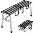 Folding Work Platform 400 Lbs, Height Adjustment 19-27"(H), Portable Steel Step Ladder Stool, Perfect for RV Cleaning, Home Painting and Reaching High Places