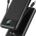 Portable Charger USB C Power Bank with 2 Built in Cables & AC Wall Plug,13800mAh Portable Battery Pack Fast Charging Compact LED Display Universal Compatible with iPhone 16/15,Galaxy S23,Tablets etc