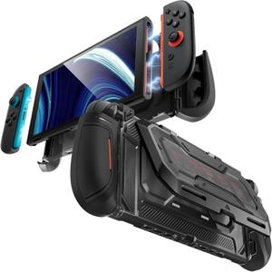 Mumba Dockable for Nintendo Switch 2 Case with Flip Stand, [Titan] Ergonomic Switch 2 Grip Protective Cover Holds 5 Game Cards & 2 TF Cards TPU Accessories and Quick-Release Joy-Con Design(Black)