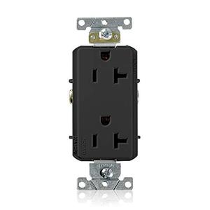 Leviton 20-Amp, 125-Volt, Decora Plus Duplex Receptacle, Straight Blade, Commercial Grade, Self Grounding, 16352-E, Black Pack of 11