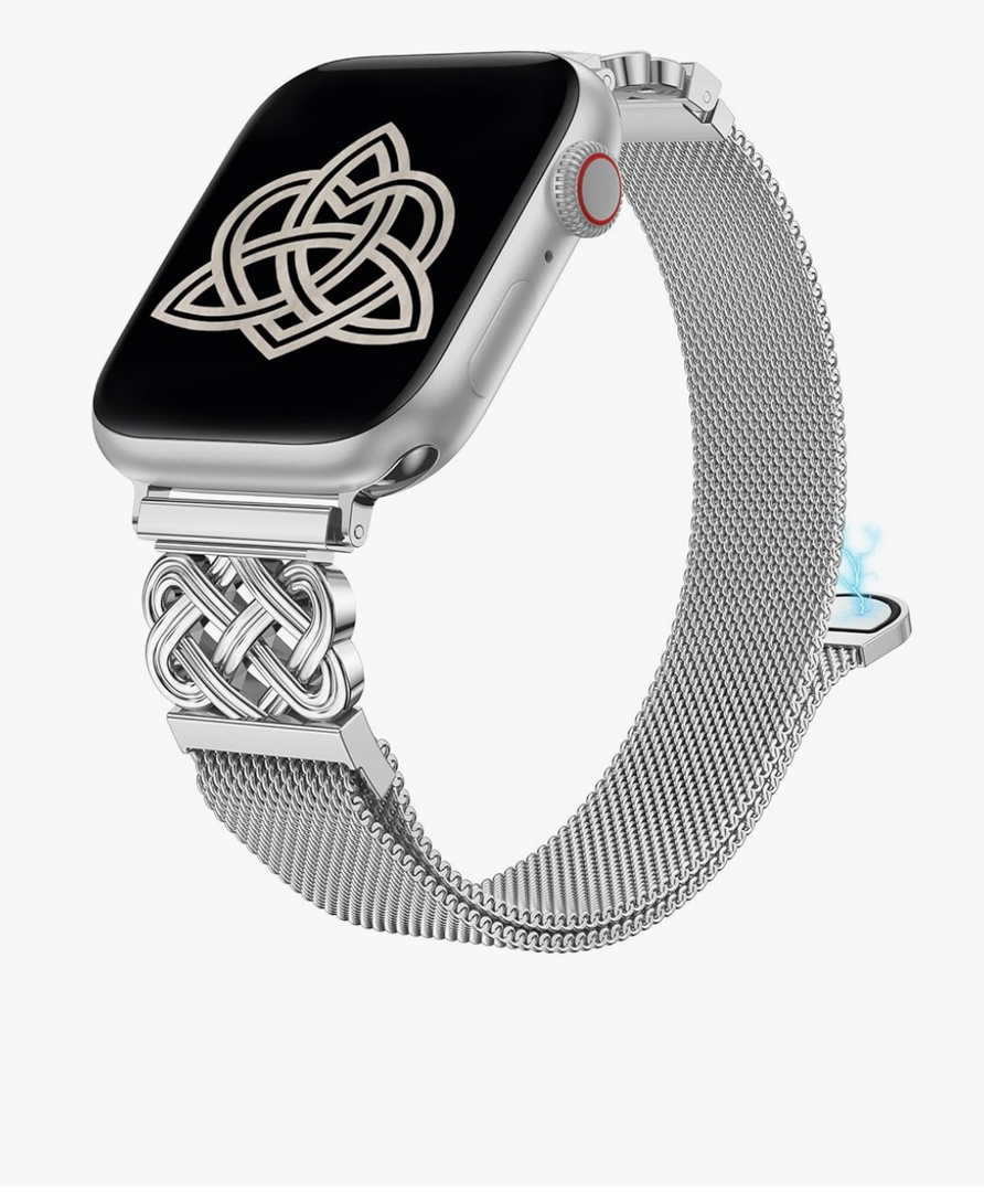 Stainless Steel Magnetic Loop Compatible with Apple Watch Band 41/40/38/49/46/45/44/42mm Women Metal Mesh Celtic Knot Dressy Strap for iWatch SE Series 10/9/8/7/6/5/4/3/2/1/Ultra(1/2)