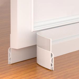 Door Draft Stopper,Adjustable Door Sweep for Bottom of Door,Silicone Weather Stripping Door Bottom Seal Blocker Air Noise,Under Door Gap Filler for Interior/Exterior Doors(White, 78inch)