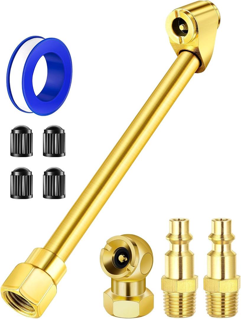 EVOULTES 2-Way Connection Air Chuck Set, Heavy Duty Dual Head Air Chuck with Closed Ball Tire Chuck & 1/4 Inches NPT Male Quick Plug, Tire Air Fill Kit for Tire Inflator Gauge and Air Compressor (Normal)