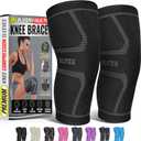 Knee Brace for Meniscus Tear 2 Pack, Knee Compression Sleeve for Men and Women, Knee Support for Arthritis, Swelling, Inflammation, ACL, Pain Relief, Running, Workout, Sports and Recovery Black L (Large (1 Pair))