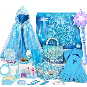 Golray Toys for Girl Gift Kids Makeup Kit Winter Princess Dress Up Set, Purse & Ice Cape & Real Make up & Nail Polish & Snow Wand, Birthday Gift Toys for Little Girls Toddlers Age 3 4 5 6 7 8 Year Old