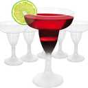 APACALI Plastic Margarita Glasses Disposable Neon Cocktail Cups 5oz Plastic Wine Glasses Disposable Champagne Glasses With Stem, 7oz Clear Cocktail Glasses (60PCS- Margarita Glasses)