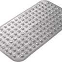 AmazerBath Bath Tub Mat, Medium Size 27.6 x 15 Inches Non-Slip Shower Mats with Suction Cups and Drain Holes, Bathtub Mats Bathroom Mats Machine Washable (Clear Gray)