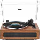 All-in-One Vintage Record Player High Fidelity Belt Drive Turntable for Vinyl Records Built-in 2 Tweeter and 2 Bass Stereo Speakers, Vinyl Player with MM Cartridge, Bluetooth, Aux-in, RCA, Auto Stop