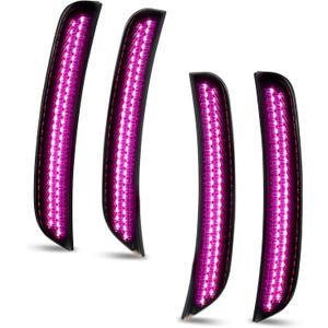 Bestview LED Side Marker Lights for Dodge Charger 2015-2023, Smoked Lens Front&Rear Bumper Turn Signal Lamp Assembly Kit accessories,Pack of 4(Pink Purple)