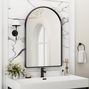 Suidia 24" x 36" Bathroom Mirror, Bathroom Vanity Mirror Metal Framed, Wall-Mounted Mirrors for Bedroom, Living Room, Entryway, Hallway, Black, Arch Style