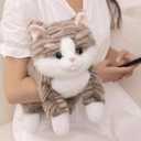Weighted Cat Stuffed Animal 19" 2Lbs, Realistic Stuffed Cat Plush Toy Throw Pillow, Gray Weighted Stuffed Animals for Kids and Adults