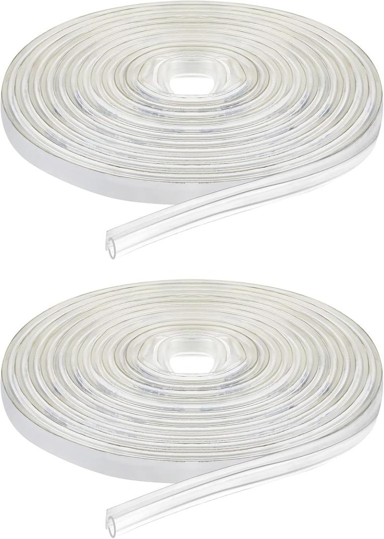 Tondiamo Shower Door Side Strip Seal Glass Translucent Shower Door Side Strip Seal Soft Clear PVC Frameless Glass Sweep to Stop Water(7/32 x 98.4 Inches,2 Rolls)