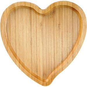 BinaryABC Heart Shaped Wood Serving Platters and Trays Side Dish Serving Trays Tabletop Serving Platters,Valentines Day Table Decorations Supplies (7.87inch) (4.9" x 4.9" x 0.6")