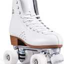 PAPAISON Roller Skates for Women and Men, Deluxe 2 Layer Microfiber Leather Double Row-Classic Roller Skates for Girls, Professional Outdoor Indoor Quad-Skates for Kids & Adults (EU 40 -US Women 8 -US Men 7, White)