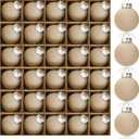 30 Pcs Beige Velvet Christmas Balls,2.36 Inch Flocked Ornaments for Christmas Tree Ball,Flocked Ornaments Shatterproof Plastic Xmas Balls for Family Holiday Wedding Party Xmas Hanging Decoration