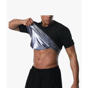 Sauna Shirt for Men Heat Trapping Compression Sweat Suit T-shirt Workout Body Shaper for Gym Short Sleeve Shapewear 2XL