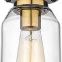 zeyu Small Ceiling Light Fixture, Modern Semi Flush Mount Ceiling Light for Hallway Bedroom Kitchen, Black and Gold Finish, ZG33F BK+BG (Clear Glass, 1 Pack)