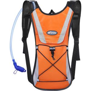 KUYOU Running Hydration Vest - Lightweight Insulated Hydration Backpack with 2L Water Bladder, Adjustable Chest Straps and Reflective Water Backpack for Trail Running Marathon Race Hiking Cycling (Orange)