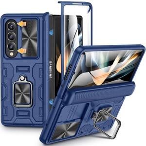 VEGO for Galaxy Z Fold 4 Case, with Slide Camera Cover & Hinge Protection Protective [Screen Protectot] 360Magnetic Kickstand Case for Samsung Galaxy Z Fold 4 5G-Blue