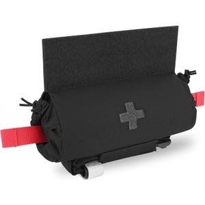 PETAC GEAR Tactical First Aid Drop Dump Pouch, Micro Medical Trauma Roll Up Drop Pouch EMT IFAK Sub Abdominal Carrying Bag with Hook-N-Loop(BK)