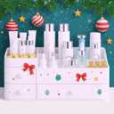 Makeup Organizer for Vanity  Large Cosmetic Storage Box with Drawers & Compartments for Brushes, Lipsticks, and Skincare  Bathroom Countertop Organizer for Women & Girls  Elegant White Design