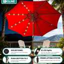 9FT Solar-Powered LED Patio Umbrella with Tilt Crank,Outdoor Market Umbrella with 32 Lights, Sunshade for Deck, Garden and Pool