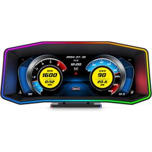 Obd2 Gauge Display for Cars P4, Digital Speedometerwith Overspeed, RPM, water temperature, voltage alarm, Heads Up Display Suitable for All Car