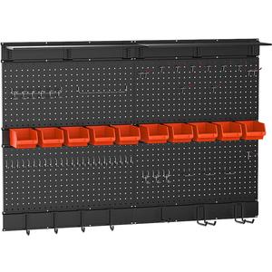 Ultrawall Black Pegboard Wall Organizer, 48X 36 inch for Garage Storage with Hooks, Storage Bins, Tool Panel Organizer, 72pcs