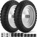 13" 4.00-6 Wheelbarrow Tire and Wheel, 4.00-6 Solid Tire Flat Free Replacement, 5/8" & 3/4" bearings, 0.5" & 1.5" spacers, for Wheelbarrow, Hand Trucks, Garden Carts, 2Pack Gray, 400Lbs