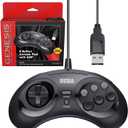 Retro-Bit Official Sega Genesis USB Controller 8-Button Arcade Pad for Sega Genesis Mini, Switch/Switch 2, PC, Mac, Steam, RetroPie, Raspberry Pi - USB Port (Black)