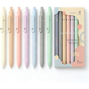 Vanhench 7Pcs 0.5 mm Black Ink Gel Pens Fine Point Smooth Writing Quick Dry Pen for Nurses Teacher Journaling Note Office Desk School Gift, Nice Cute Multifunction Writing Pens with Fidget Stress Ball