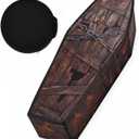 Libima Halloween Cemetery Pop up Coffin with Lid Fake Life Size 60'' Coffin Prop Scary Really Size Collapsible Fabric Instant Casket for Skeleton Party Graveyard Decoration (1 Pcs,Wood Look)