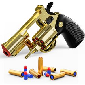Xuyongjun Toy Gun Soft Bullet Toy Revolver, Can fire Sponge Bullets,with 40 Bullets,for Age of 6 7 8 9 10+ Years Old Kid Boys GirlsGold