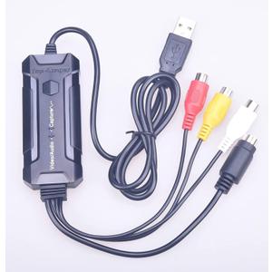 USB 2.0 Video Capture Card, VHS to Digital Converter, Audio Video Grabber for Windows10/11, Mac, Digitize VHS Tapes, Hi8, VCR, Camcorder, DVD, Gaming, with RCA/S-Video to USB Adapter