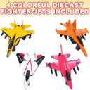 ArtCreativity Diecast Fighter Jet Toys, Set of 4, 4.5 inches Military Airplane for Kids with Pullback Action, Colorful Air Force Toys, Birthday Gift, Army Party Favors, Cake Topper, Room Decorations