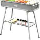 Charcoal Grills Commercial Quality Portable Multiple Size Hibachi BBQ Lamb Skewer Folded Camping Barbecue Grill for Garden Backyard Party Picnic Travel Outdoor Cooking Use, 39,4×7,1×5,1 inch