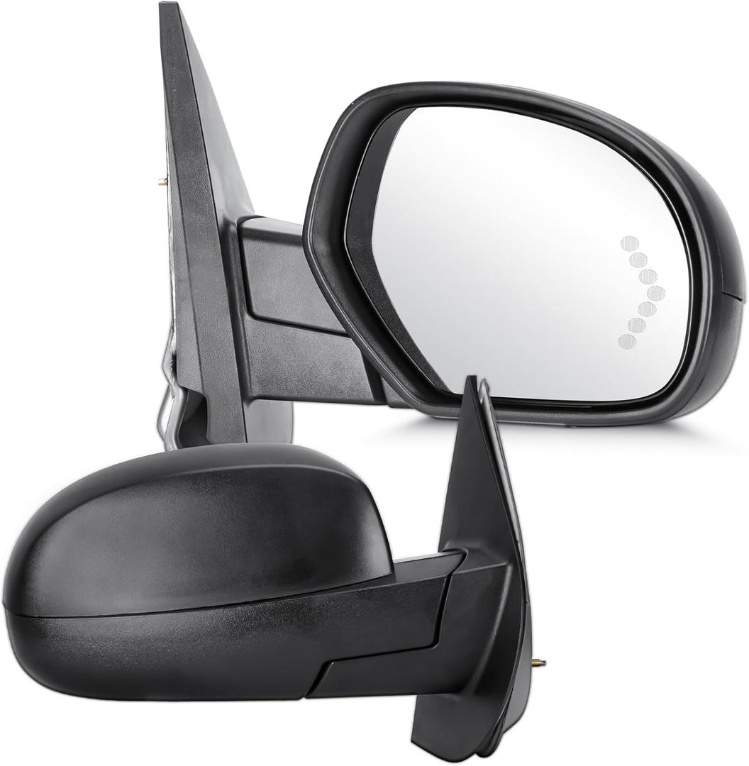 Youxmoto Towing Mirrors fit for Chevy for GMC 2007 2008 2009 2010 2011 2012 2013; Avalanche Silverado Suburban 1500 2500 3500; Sierra Yukon Pickup Truck Mirrors, Heated; Manual Folding; Arrow Turn Sig