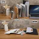 Ctosree Acrylic File Organizer for Desk Vertical 15 Compartments File Sorter Mail Organizer Desktop Countertop Folder Stand Racks for Office Home School Desk(Rectangle,Clear)