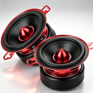 3.5 Inch Car Speakers 600W Woofer Red Aluminum Bullet 4 Ohm Midrange Audio