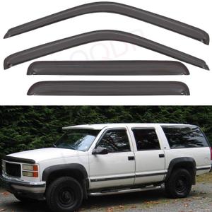 Set of 4 Front+Rear Smoke Sun/Rain Guard Outside Mount Tape-On Acrylic Window Visors Compatible with 92-00 C/K Crew Cab 92-99 Suburban 95-99 Tahoe/Yukon 4-Door 00 5.7L V8 99-00 Escalade