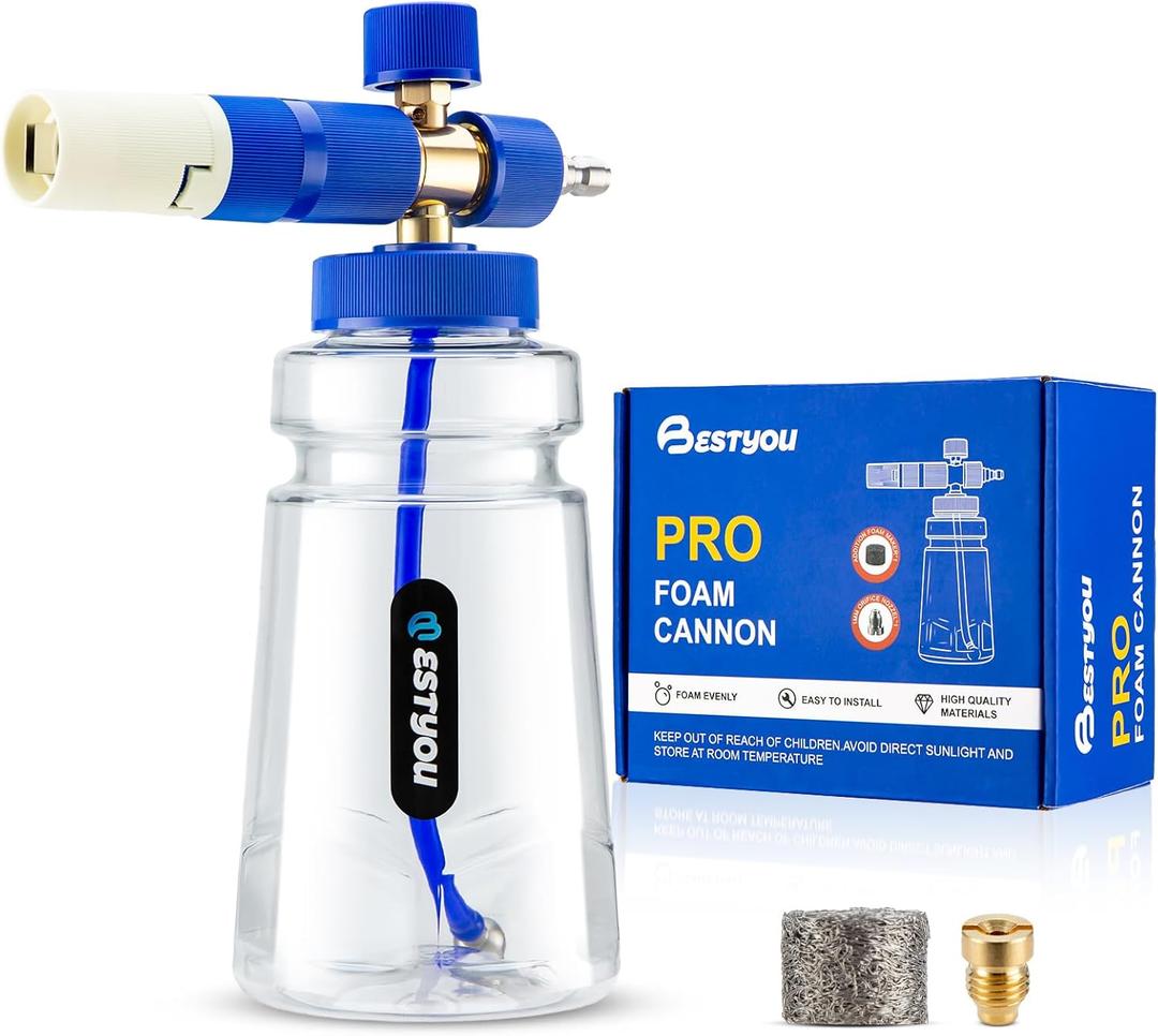 Foam Cannon for Presure WasherBlue Car Wash Cleaning Foam Cannon with 1/4 Quick Connector,Adjustable Foam Thickness and Spray Range,Suitable for Various Car Washing Scenarios